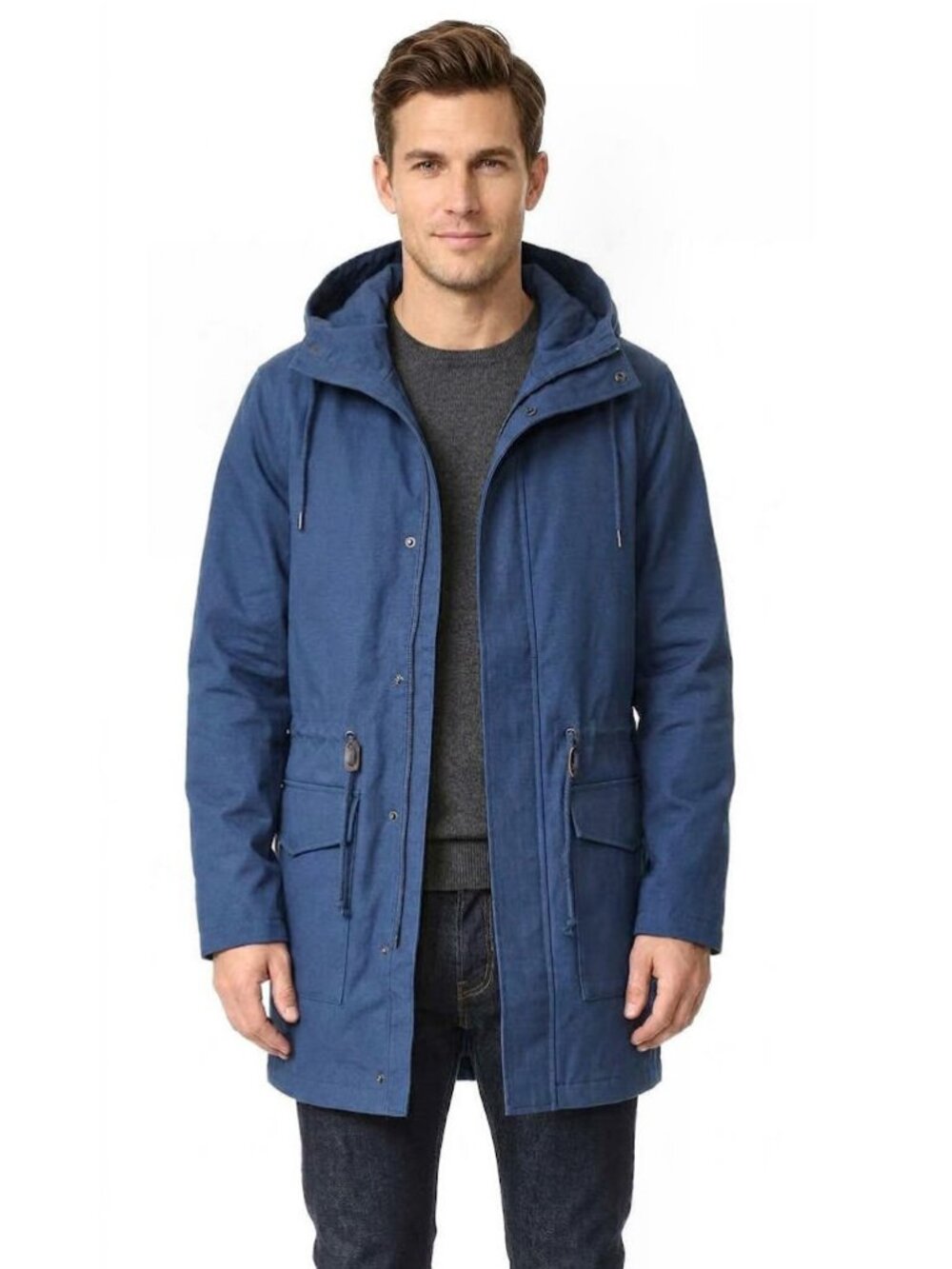 Scotch & Soda Blue Fishtail Parka/ Inner Plaid Removable Jacket Men's XL NWOT